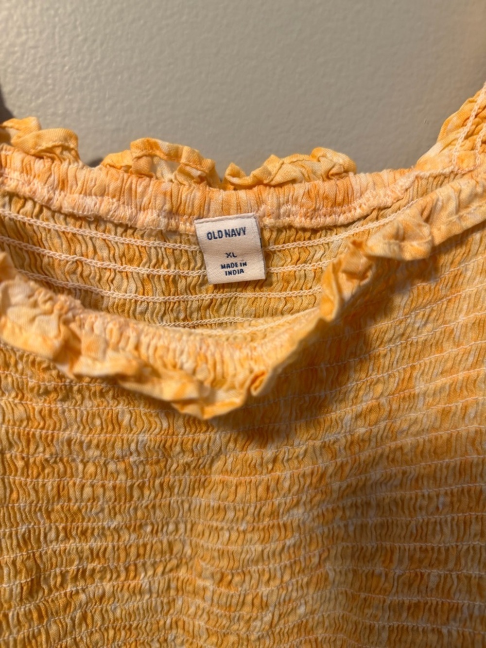 Old Navy Yellow Smocked Ruffle-Strap Tank Top - Picture 2 of 3